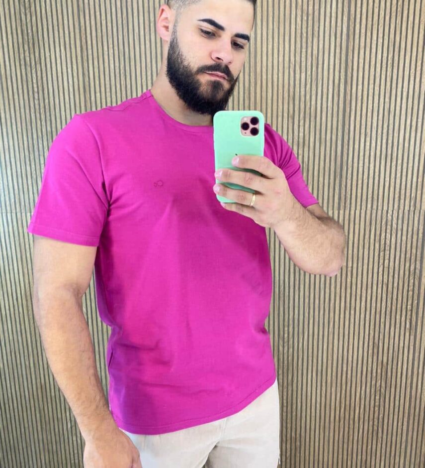 Camiseta Masculina Ogochi Básica Slim Fúcsia 2434 - Fernanda Ramos Store