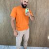 Camiseta Masculina Ogochi Básica Slim Laranja 1448 - Fernanda Ramos Store