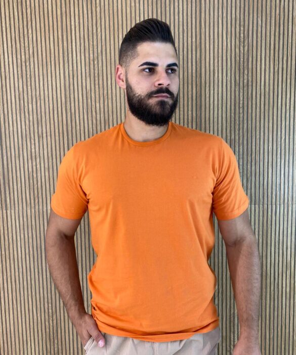 Camiseta Masculina Ogochi Básica Slim Laranja 1448 - Fernanda Ramos Store