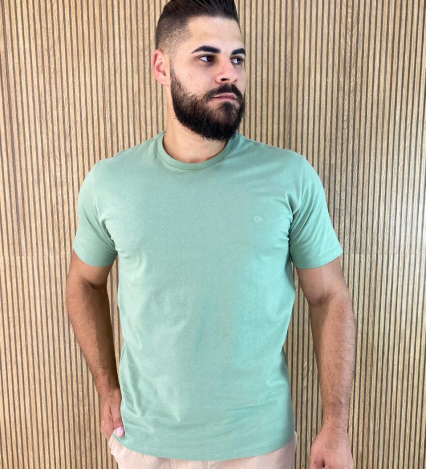 Camiseta Masculina Ogochi Básica Slim Verde 0210 - Fernanda Ramos Store