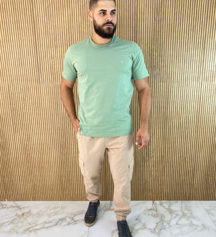 Camiseta Masculina Ogochi Básica Slim Verde 0210 - Fernanda Ramos Store