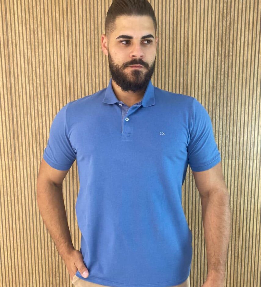 Camiseta Polo Essencial Slim Ogochi Azul 4030 - Fernanda Ramos Store