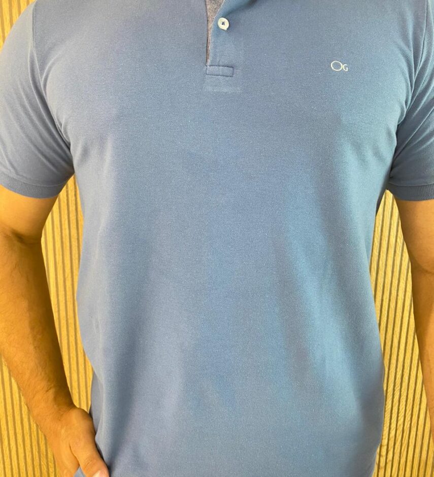 Camiseta Polo Essencial Slim Ogochi Azul 4030 - Fernanda Ramos Store