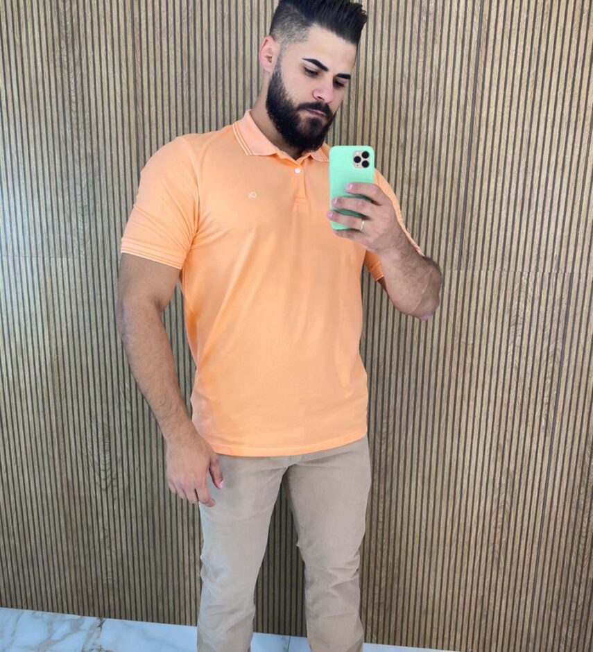 Camiseta Polo Essencial Slim Ogochi Laranja 0014 - Fernanda Ramos Store