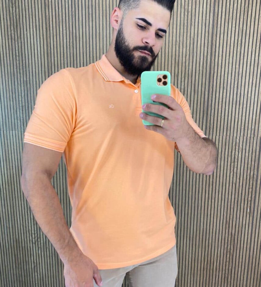 Camiseta Polo Essencial Slim Ogochi Laranja 0014 - Fernanda Ramos Store