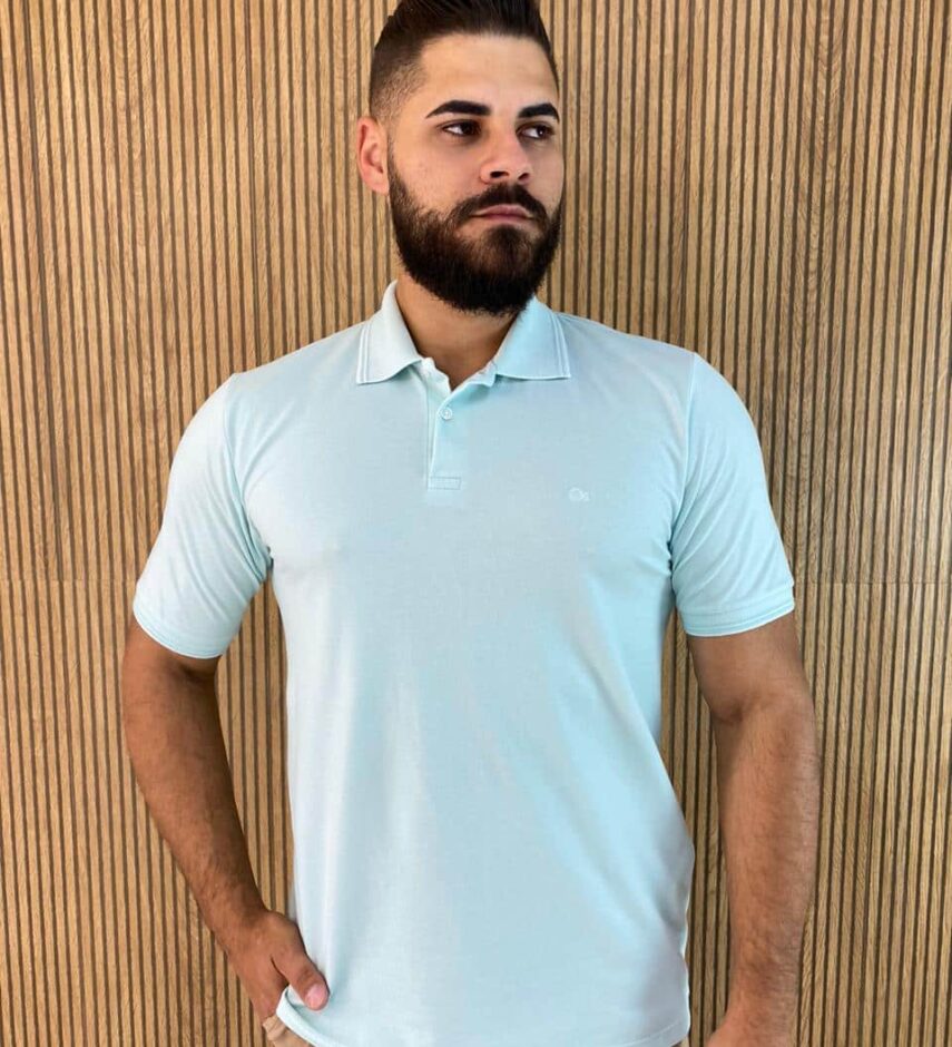 Camiseta Polo Essencial Slim Ogochi Verde Água 0063 - Fernanda Ramos Store