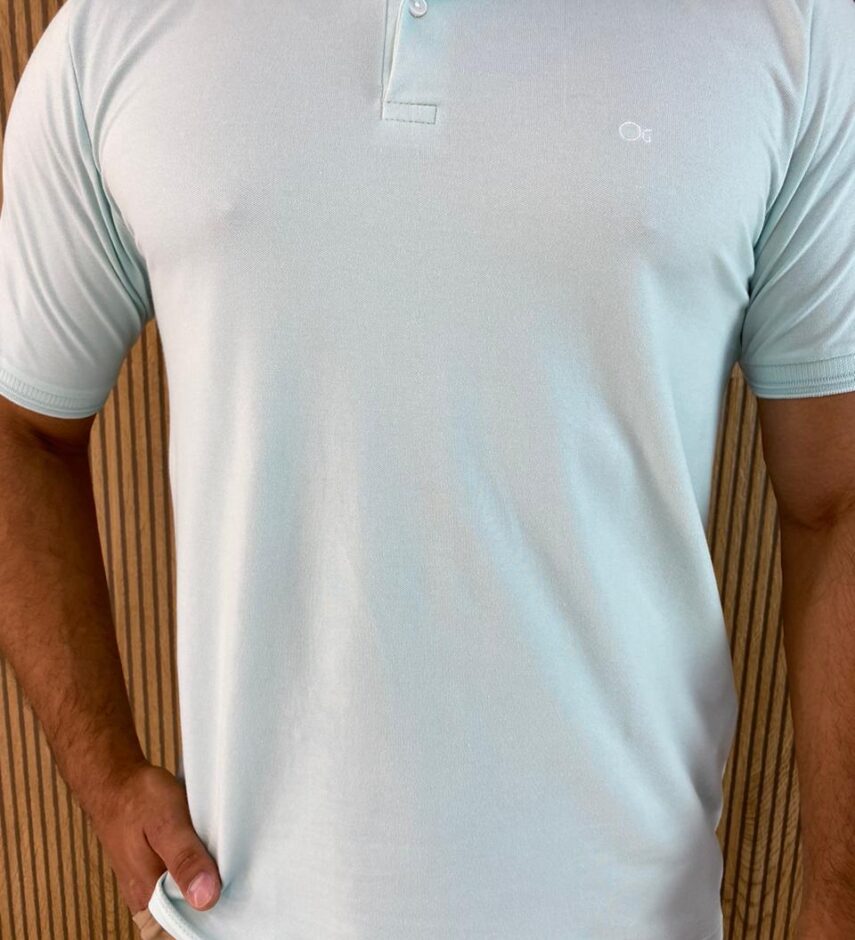 Camiseta Polo Essencial Slim Ogochi Verde Água 0063 - Fernanda Ramos Store