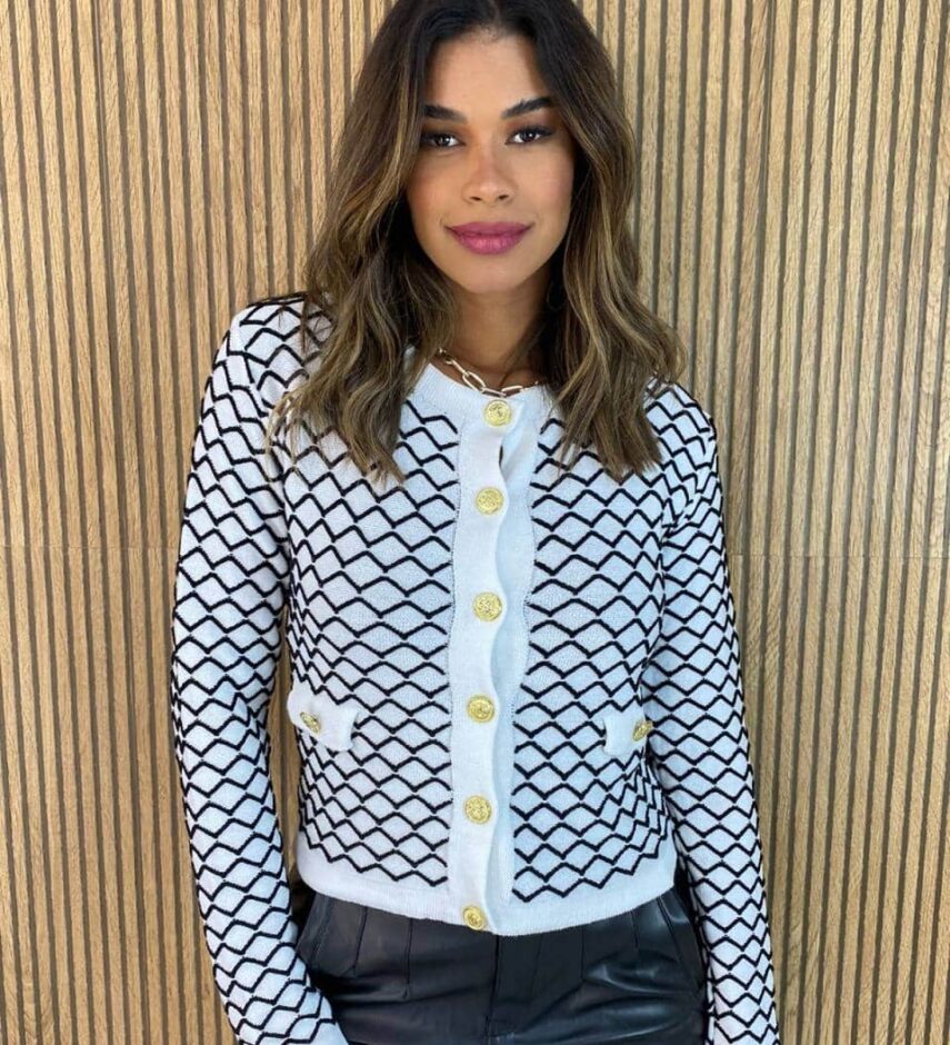 Casaquinho Manga Longa Feminino Tricot Isa Branco - Fernanda Ramos Store