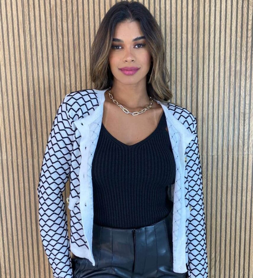 Casaquinho Manga Longa Feminino Tricot Isa Branco - Fernanda Ramos Store