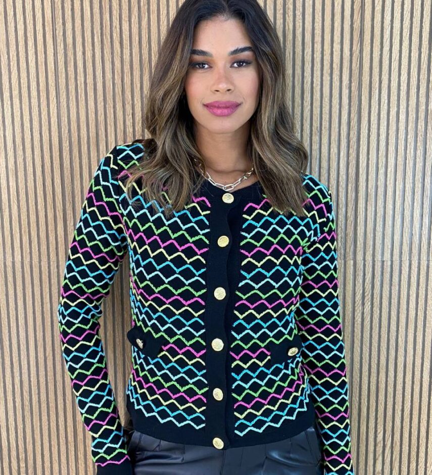 Casaquinho Manga Longa Feminino Tricot Isa Colorido - Fernanda Ramos Store
