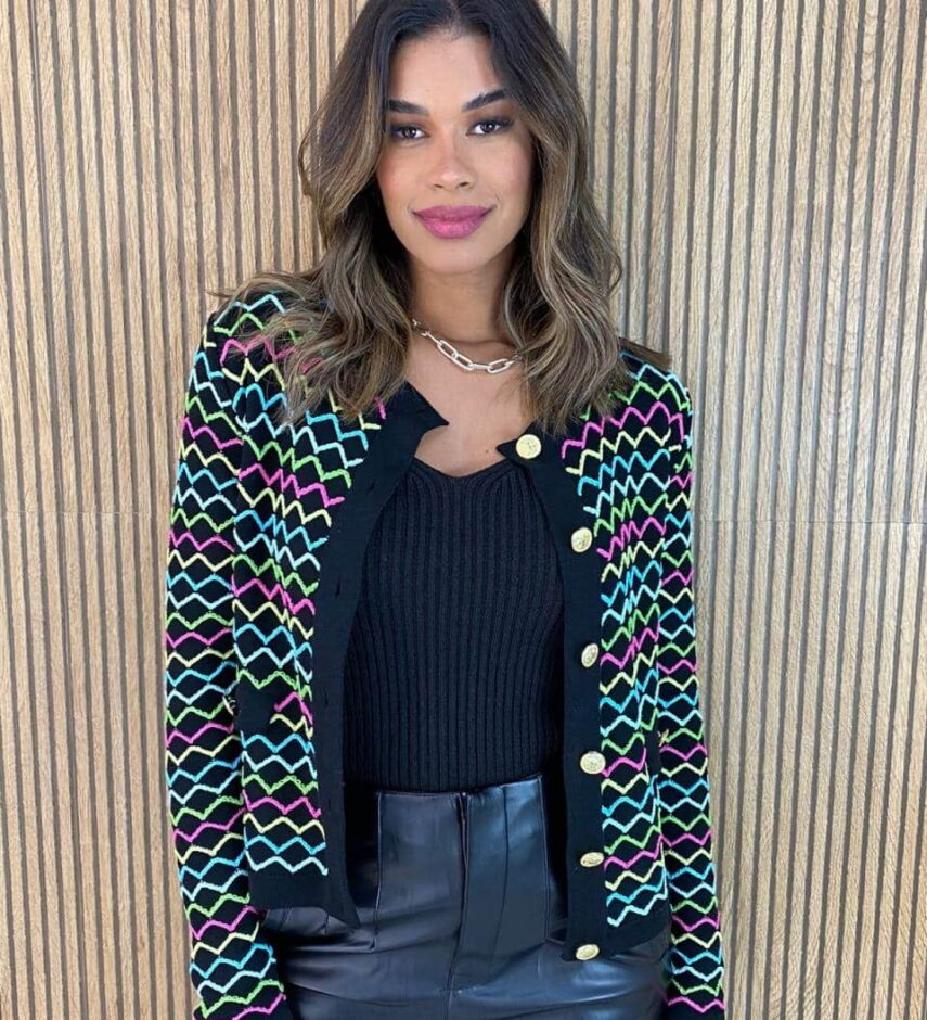 Casaquinho Manga Longa Feminino Tricot Isa Colorido - Fernanda Ramos Store