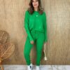 Conjunto Feminino Calça e Blusa Manga Longa Modal Verde Fernanda Ramos Store