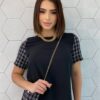 Conjunto Feminino Saia Tweed Blusa Manga Curta e Bolsinha - Fernanda Ramos Store