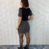 Conjunto Feminino Saia Tweed Blusa Manga Curta e Bolsinha - Fernanda Ramos Store