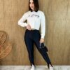 Cropped Feminino Manga Longa Moletom Be Strong Off White - Fernanda Ramos Store