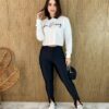 Cropped Feminino Manga Longa Moletom Be Strong Off White - Fernanda Ramos Store