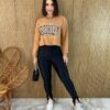 Cropped Feminino Manga Longa Moletom Brooklyn Marrom - Fernanda Ramos Store