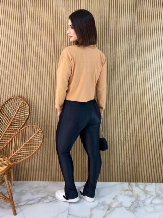 Cropped Feminino Manga Longa Moletom Brooklyn Marrom - Fernanda Ramos Store