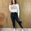 Cropped Feminino Manga Longa Moletom Brooklyn Off White - Fernanda Ramos Store