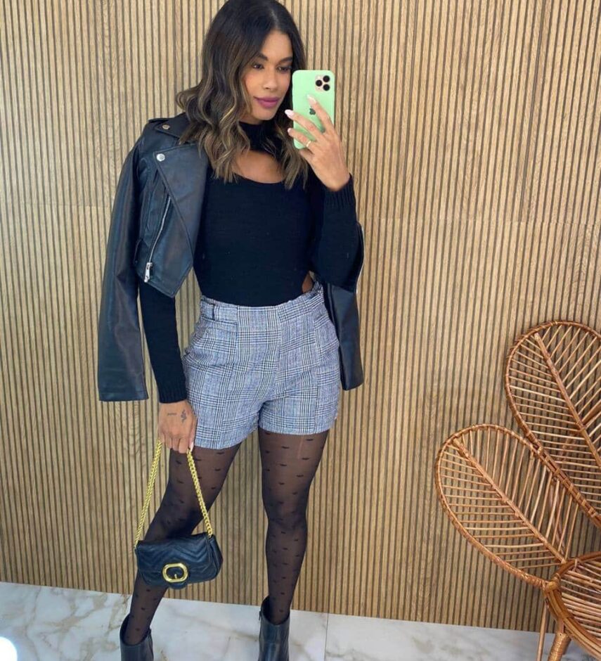 Cropped Feminino Manga Longa Tricot Modal com Abertura Preto - Fernanda Ramos Store