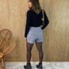 Cropped Feminino Manga Longa Tricot Modal com Abertura Preto - Fernanda Ramos Store