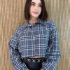 Cropped Feminino Manga Longa Xadrez Nina Cinza Escuro - Fernanda Ramos Store