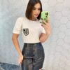 T-Shirt Feminino Manga Princesa Canelada Love Off White - Fernanda Ramos Store