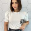 T-Shirt Feminino Manga Princesa Canelada Love Off White - Fernanda Ramos Store