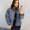 Jaqueta Feminina Puffer de Paetê Azul Fernanda Ramos Store