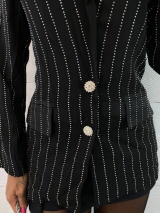 fernandaramosstore com br Max Blazer Manga Longa Feminino com Aplicações Preto 2