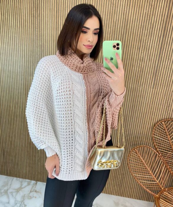 fernandaramosstore com br poncho feminino tricot ayla rose e branco 1