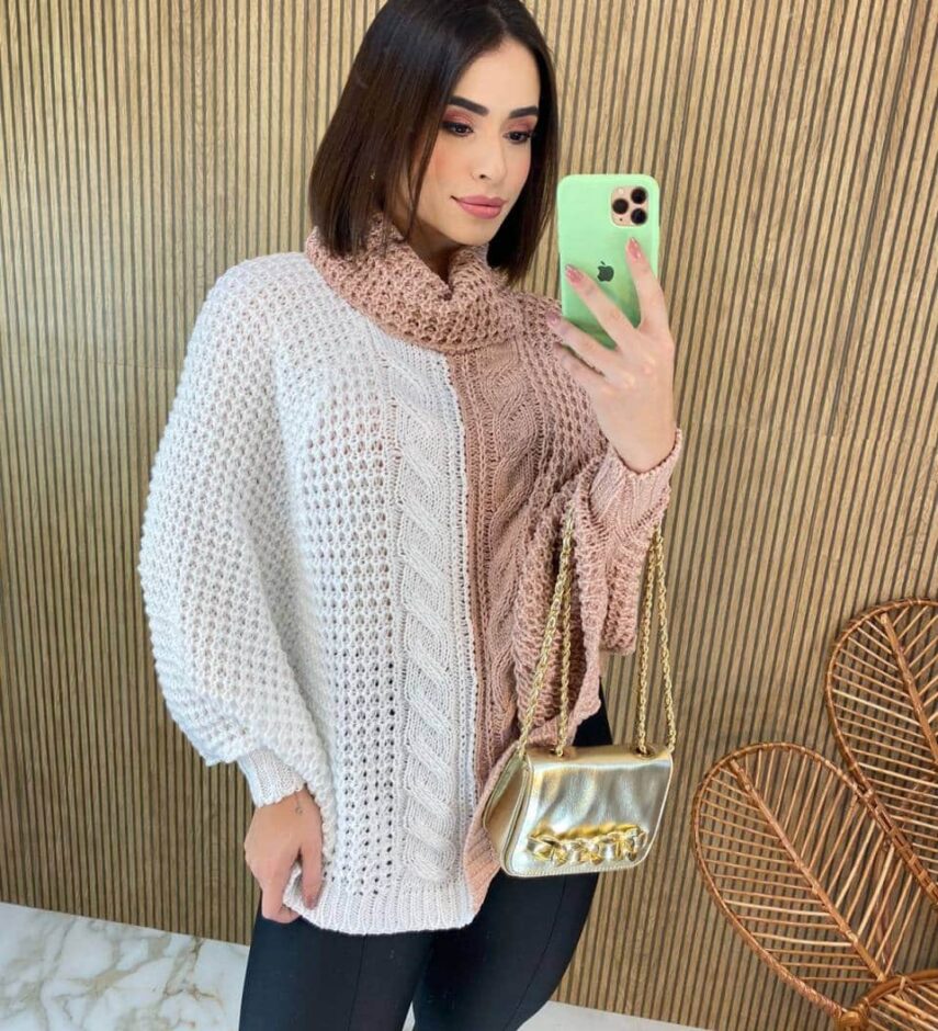 fernandaramosstore com br poncho feminino tricot ayla rose e branco 1