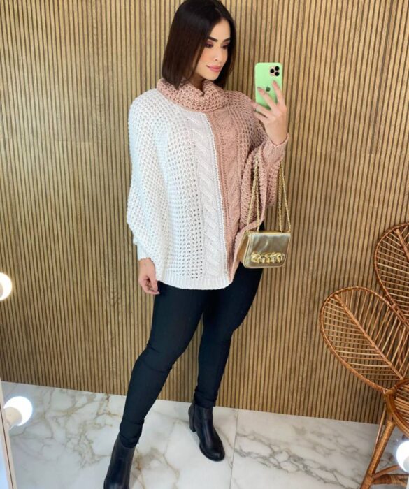 fernandaramosstore com br poncho feminino tricot ayla rose e branco 2