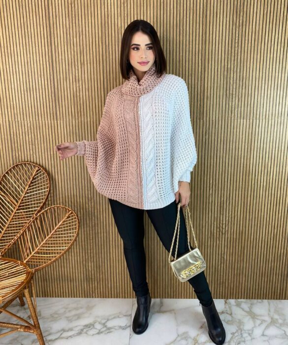 fernandaramosstore com br poncho feminino tricot ayla rose e branco 3