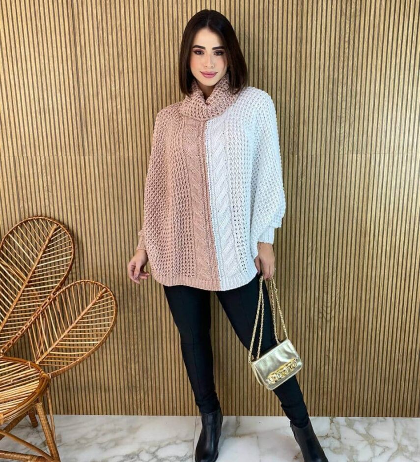 fernandaramosstore com br poncho feminino tricot ayla rose e branco 4