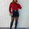 Short Saia Feminino Poliamida com Cinto Preto - Fernanda Ramos Store