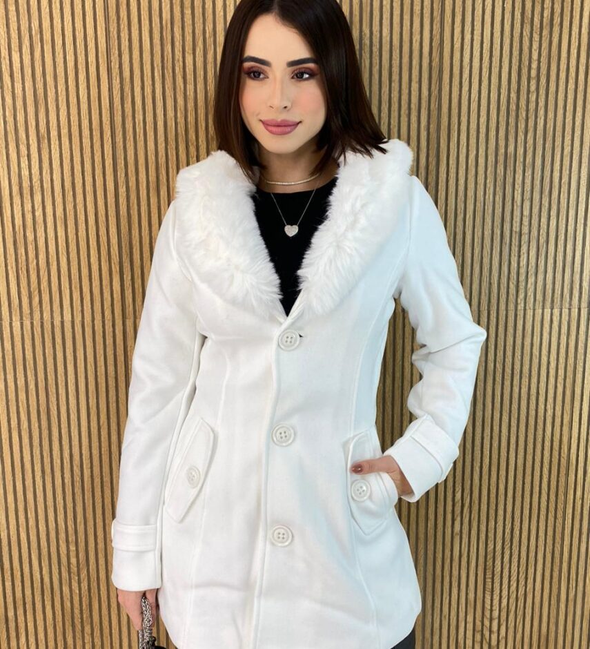Sobretudo Feminino com Botões Brenda Branco - Fernanda Ramos Store