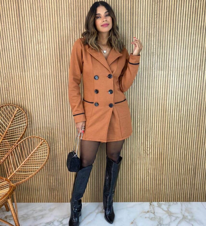 Sobretudo Feminino com Botões Julia Marrom - Fernanda Ramos Store