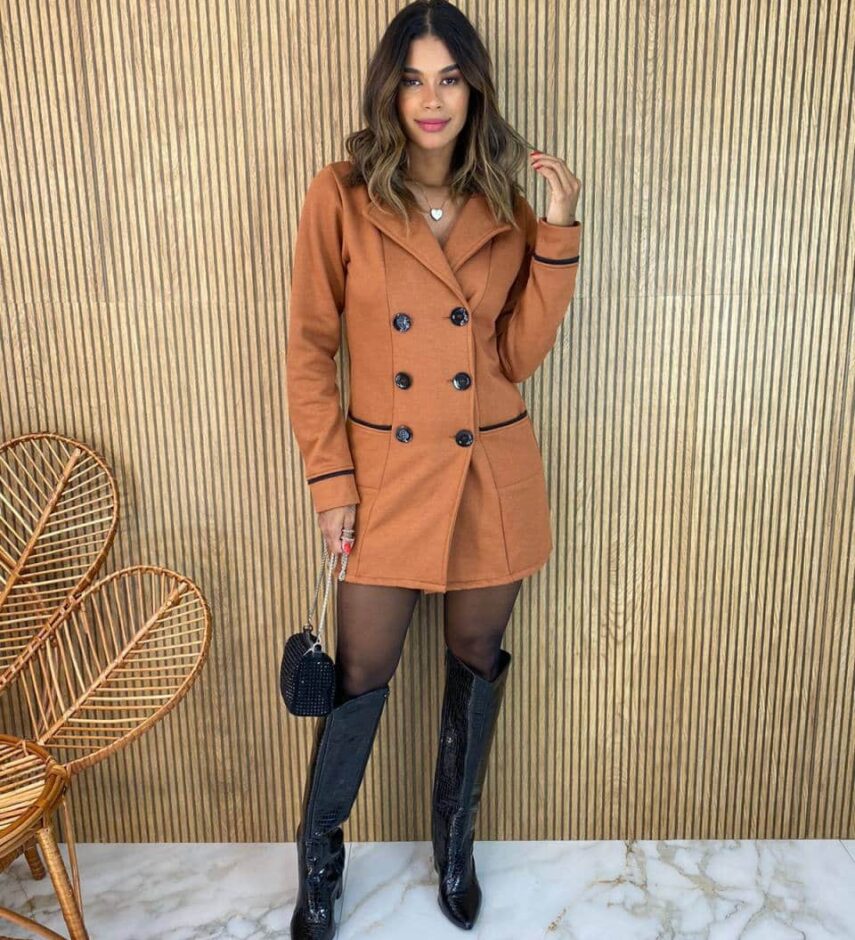 Sobretudo Feminino com Botões Julia Marrom - Fernanda Ramos Store