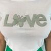 T-shirt Manga Curta Feminina Love Verde Off White - Fernanda Ramos Store