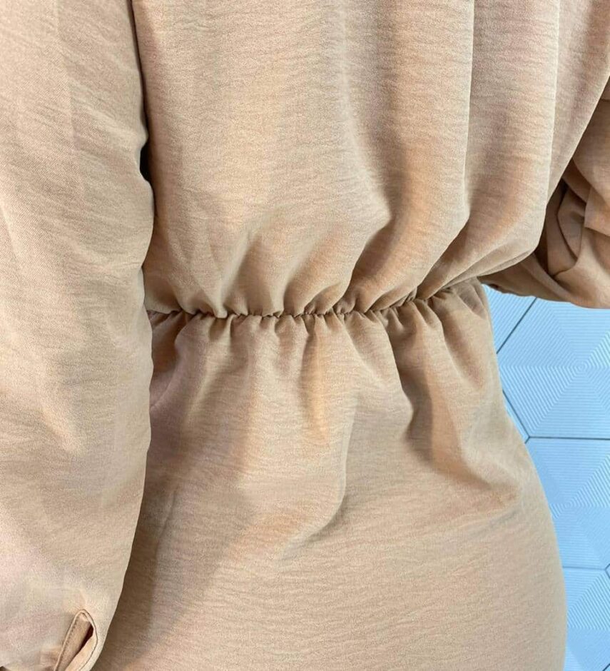 Vestido Curto Feminino Manga Longa Stella Bege - Fernanda Ramos Store