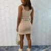 Vestido Curto Feminino sem Bojo Tweed Bege - Fernanda Ramos Store