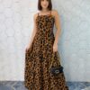 Vestido Longo com Bojo Alça Regulável Sophia Animal Print - Fernanda Ramos Store