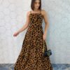 Vestido Longo com Bojo Alça Regulável Sophia Animal Print - Fernanda Ramos Store