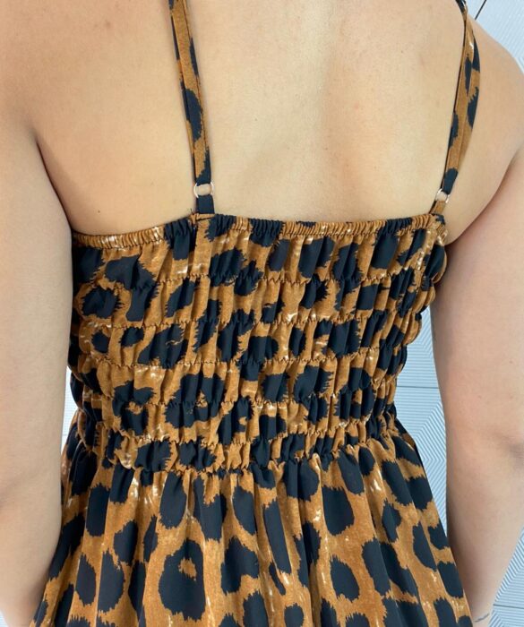 Vestido Longo com Bojo Alça Regulável Sophia Animal Print - Fernanda Ramos Store