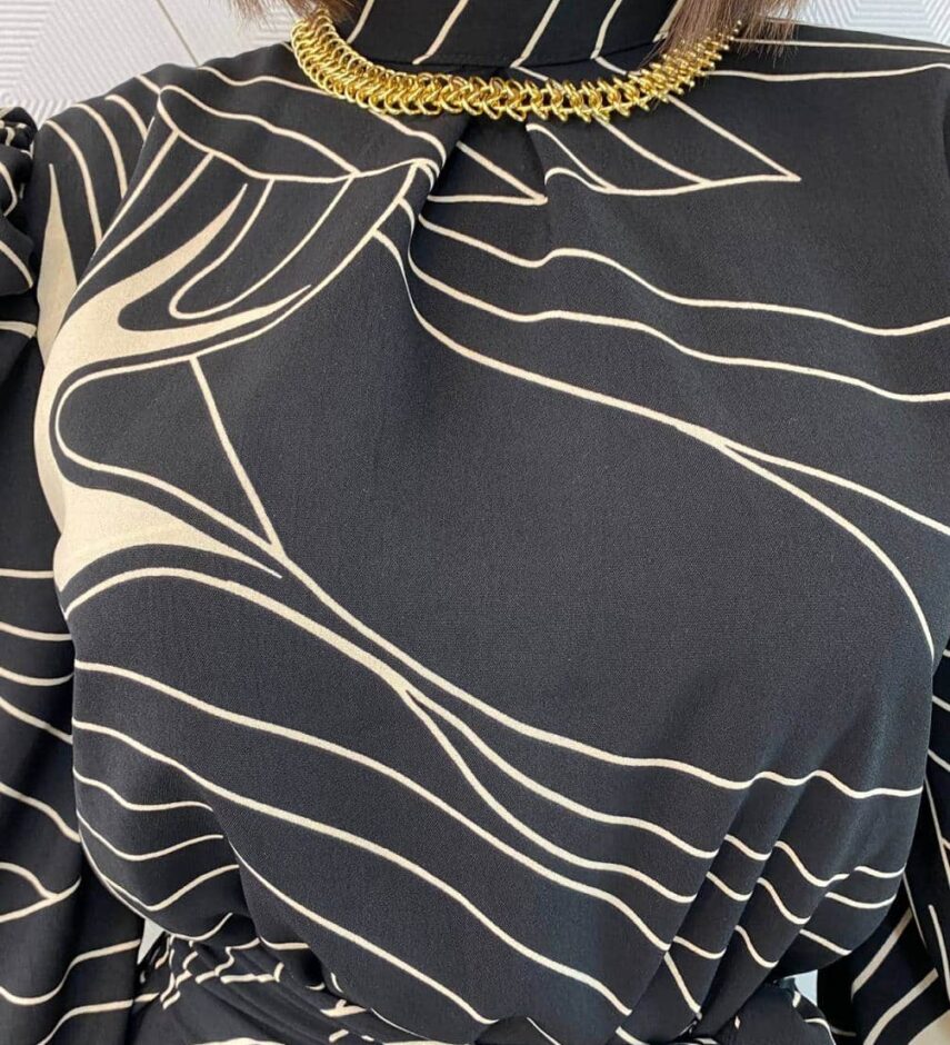 Vestido Longo Duna Manga Longa com Amarração Estampado - Fernanda Ramos Store