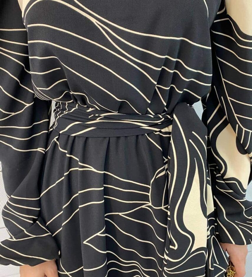 Vestido Longo Duna Manga Longa com Amarração Estampado - Fernanda Ramos Store