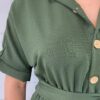 Vestido Longo sem Bojo com Botões e Amarração Verde Militar - Fernanda Ramos Store