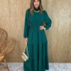 Vestido Longo sem Bojo Detalhes em Lastex Verde Militar - Fernanda Ramos Store