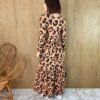 Vestido Midi sem Bojo Manga Longa de Malha Animal Print - Fernanda Ramos Store